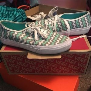 Chevron Teal and Grey vans
